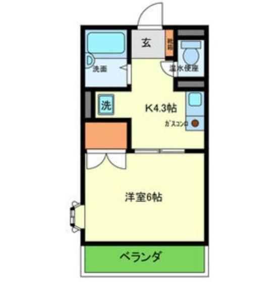 アライブ滝本3(1K/1階)の間取り写真