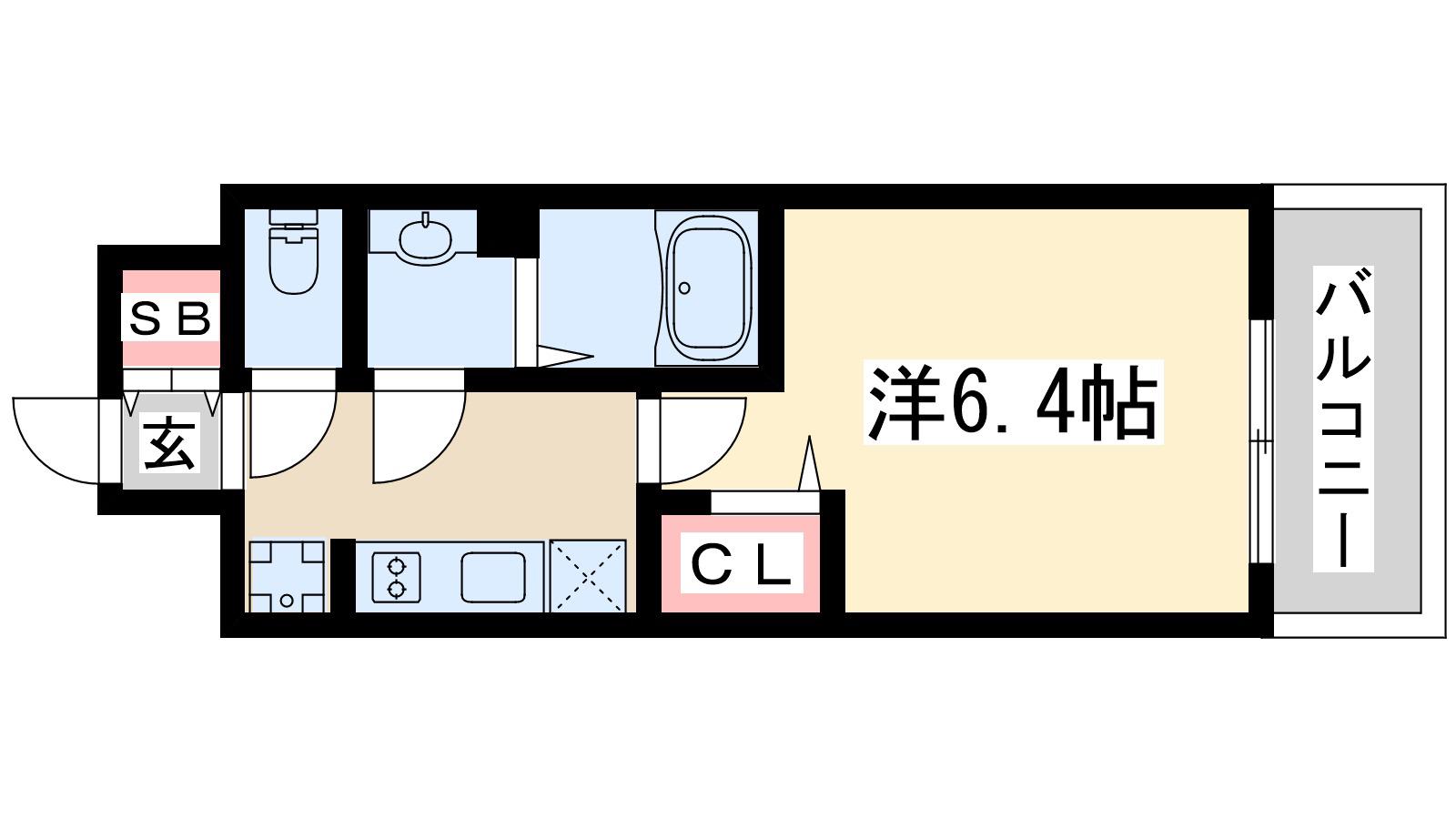 プレサンス淡路駅前(1K/1階)の間取り写真