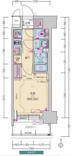 プレサンス堺筋本町ディスティニー(1K/10階)の間取り写真