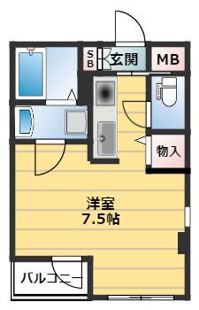 S・Tマンション(1K/4階)の間取り写真