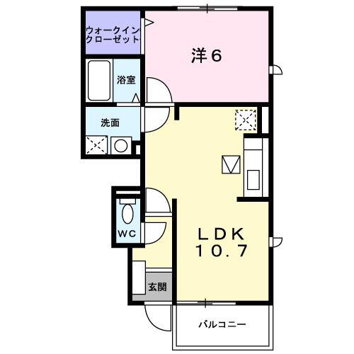 サンパティークIV(1LDK/1階)の間取り写真