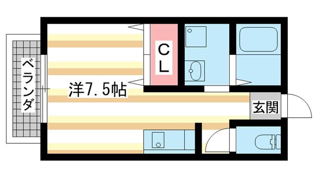 エストクール(ワンルーム/1階)の間取り写真