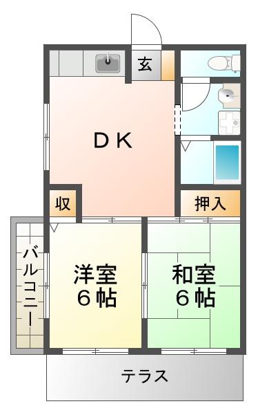 泉が丘アバンティ(2DK/1階)の間取り写真