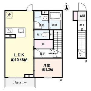 Dコート幸町レジデンス(1LDK/2階)の間取り写真