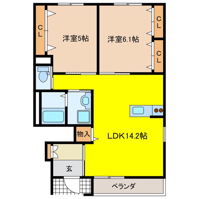 グリンピアパレス(2LDK/1階)の間取り写真