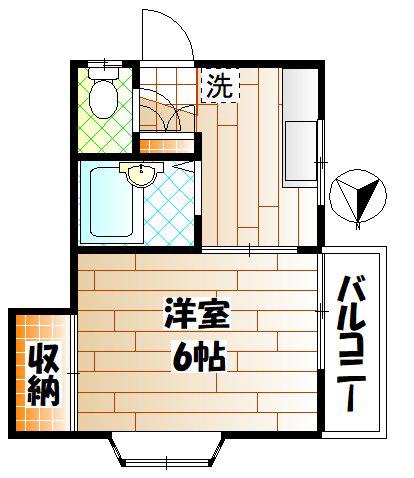 シェ・モアI(1K/2階)の間取り写真