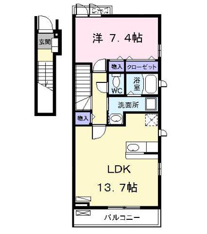 LEMONEレモーネ(1LDK/2階)の間取り写真