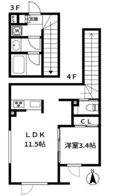 BILLY HOUSE(1LDK/3階)の間取り写真