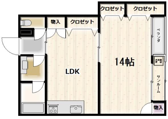 エスペランザ(1LDK/1階)の間取り写真