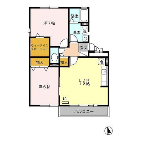 メゾン ド クリークB(2LDK/2階)の間取り写真