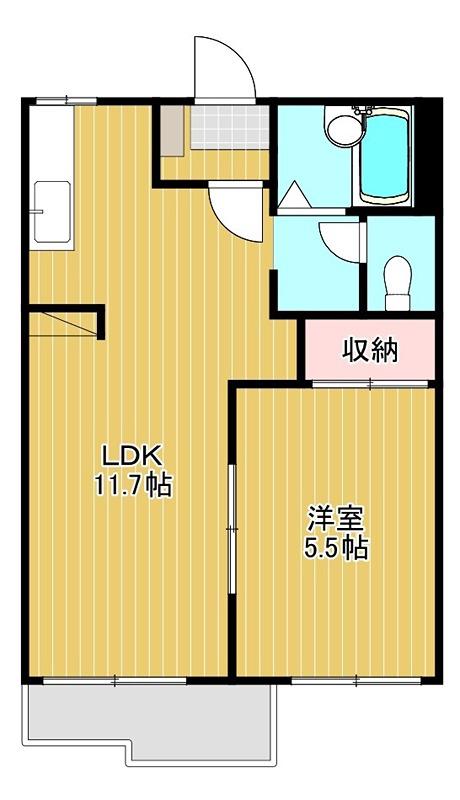 フォーブル スズキ C(1LDK/2階)の間取り写真