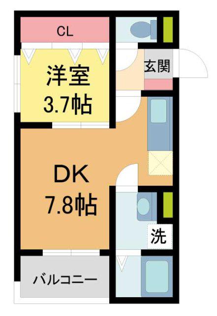 REGIES川西能勢口(1LDK/1階)の間取り写真