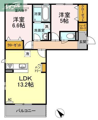 アレグリア(2LDK/2階)の間取り写真