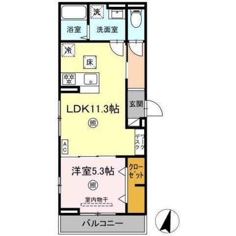 PREMILIFE碩田町(1LDK/1階)の間取り写真