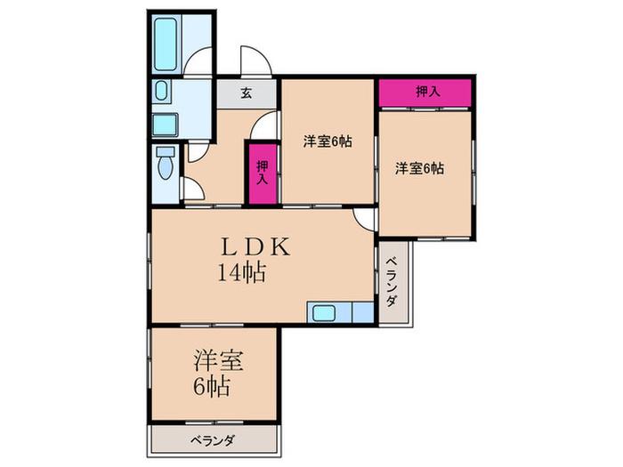 メゾン菊松(3LDK/1階)の間取り写真