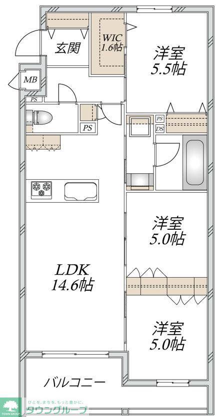 VESTA(3LDK/3階)の間取り写真