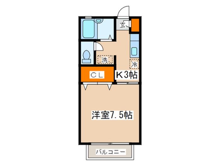 コト-ヴェール(1K/1階)の間取り写真