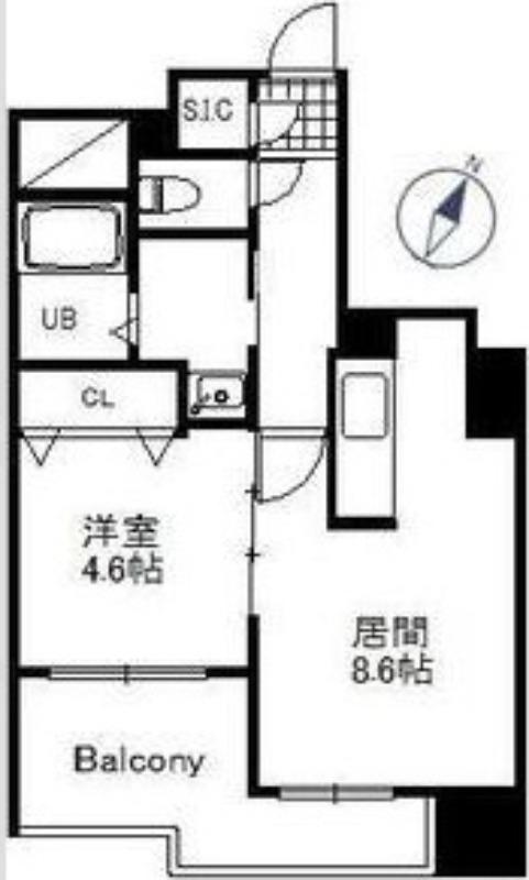 S-FORT北大前(1LDK/13階)の間取り写真