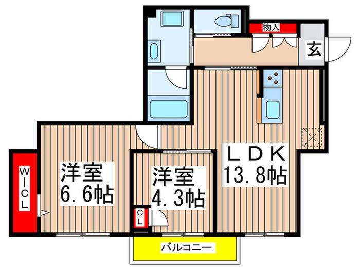 ラフォルトゥーナ(2LDK/1階)の間取り写真