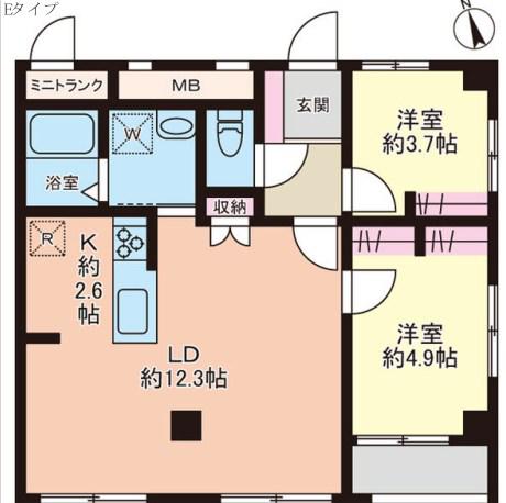 レジデンスミツイ(2LDK/2階)の間取り写真