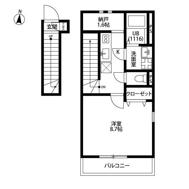 RICHE N・K(1SK/2階)の間取り写真