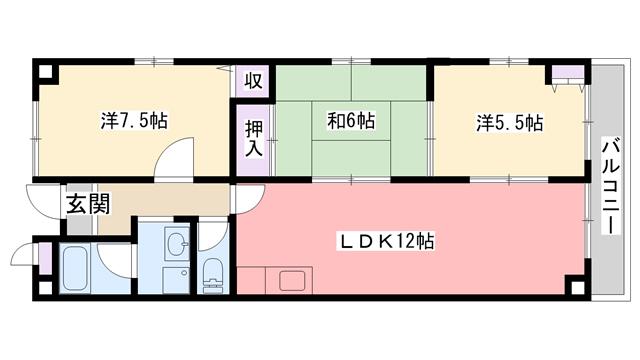 ルミエール小松(3LDK/1階)の間取り写真