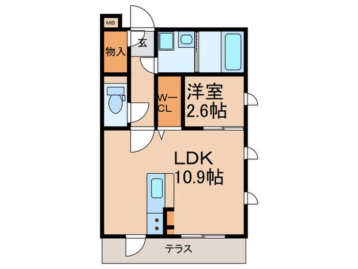 ルーベンス ローザ II(1LDK/1階)の間取り写真