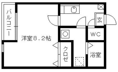グランドアマレーIII番館(1K/2階)の間取り写真