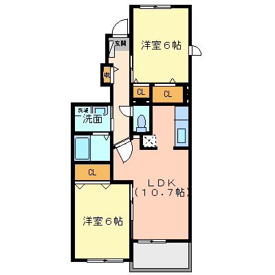 アンビエンテII(2LDK/1階)の間取り写真