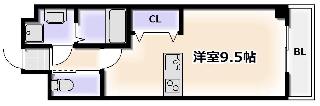KSロイヤル天王寺北(ワンルーム/3階)の間取り写真