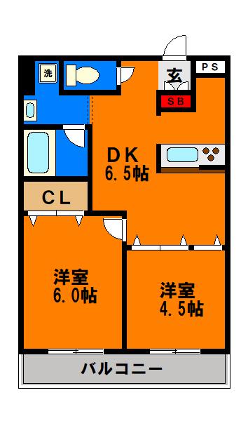 グローバルジョイ弐番館(2DK/3階)の間取り写真