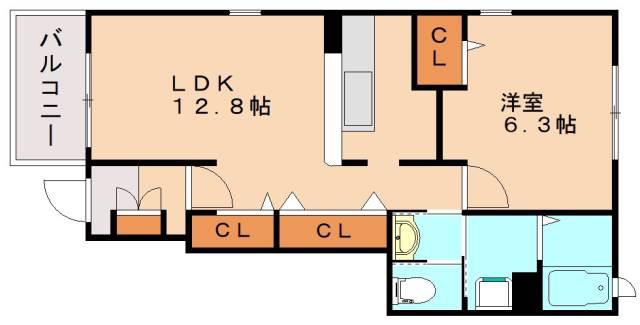 ヌーベル・シンワE(1LDK/1階)の間取り写真