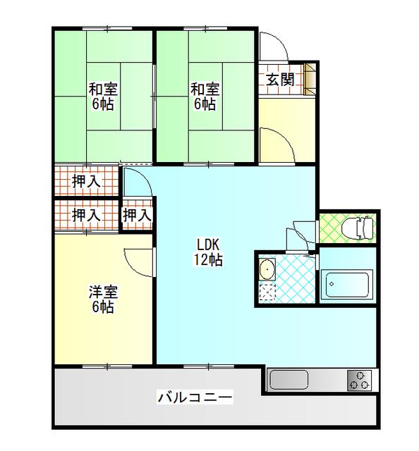 ユニゾーン加地(3LDK/3階)の間取り写真