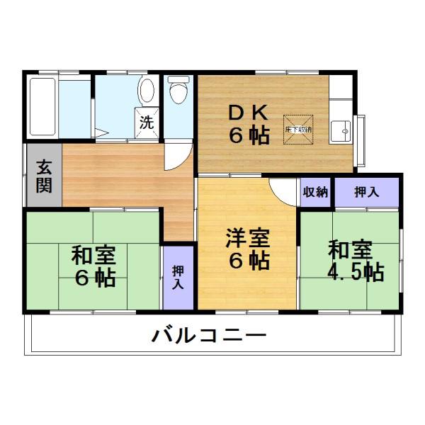 ハイツLINK(3DK/2階)の間取り写真