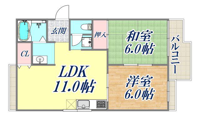 ファミール御影(2LDK/1階)の間取り写真