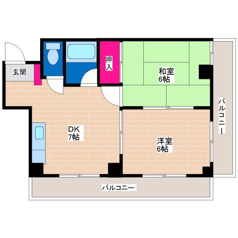 トラスティ加美(2DK/2階)の間取り写真