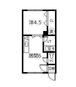 メモリアルパーク新館(1DK/2階)の間取り写真