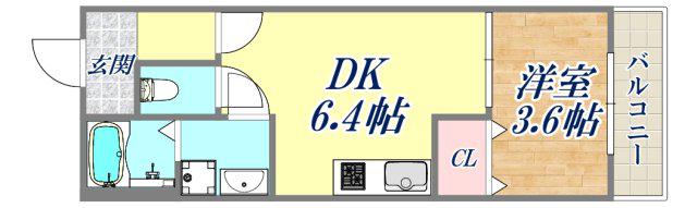 ココン グランジュール尼崎水堂(1DK/2階)の間取り写真