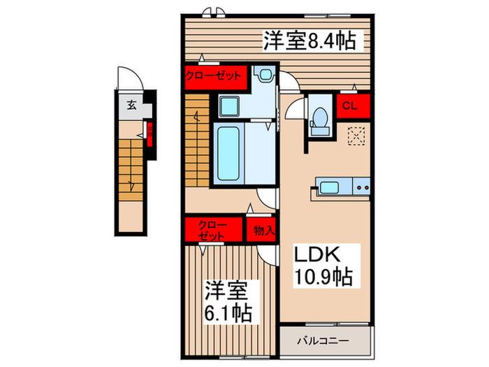 カーサ・コンソラータ(2LDK/2階)の間取り写真
