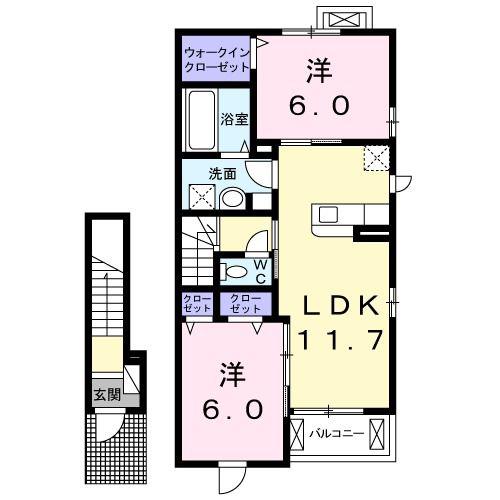 プランドールM VIII(2LDK/2階)の間取り写真