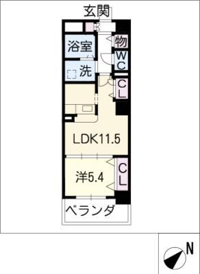 CONFIDENCE日比野(1LDK/4階)の間取り写真