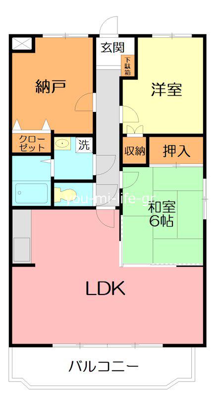 湘南エアーハイムI(2SLDK/1階)の間取り写真