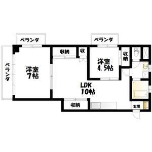 新泉ビル(2LDK/4階)の間取り写真