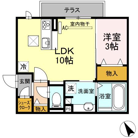 GRACE(1LDK/1階)の間取り写真
