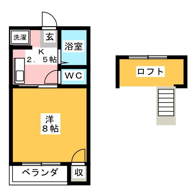 マロード・北谷(1K/2階)の間取り写真