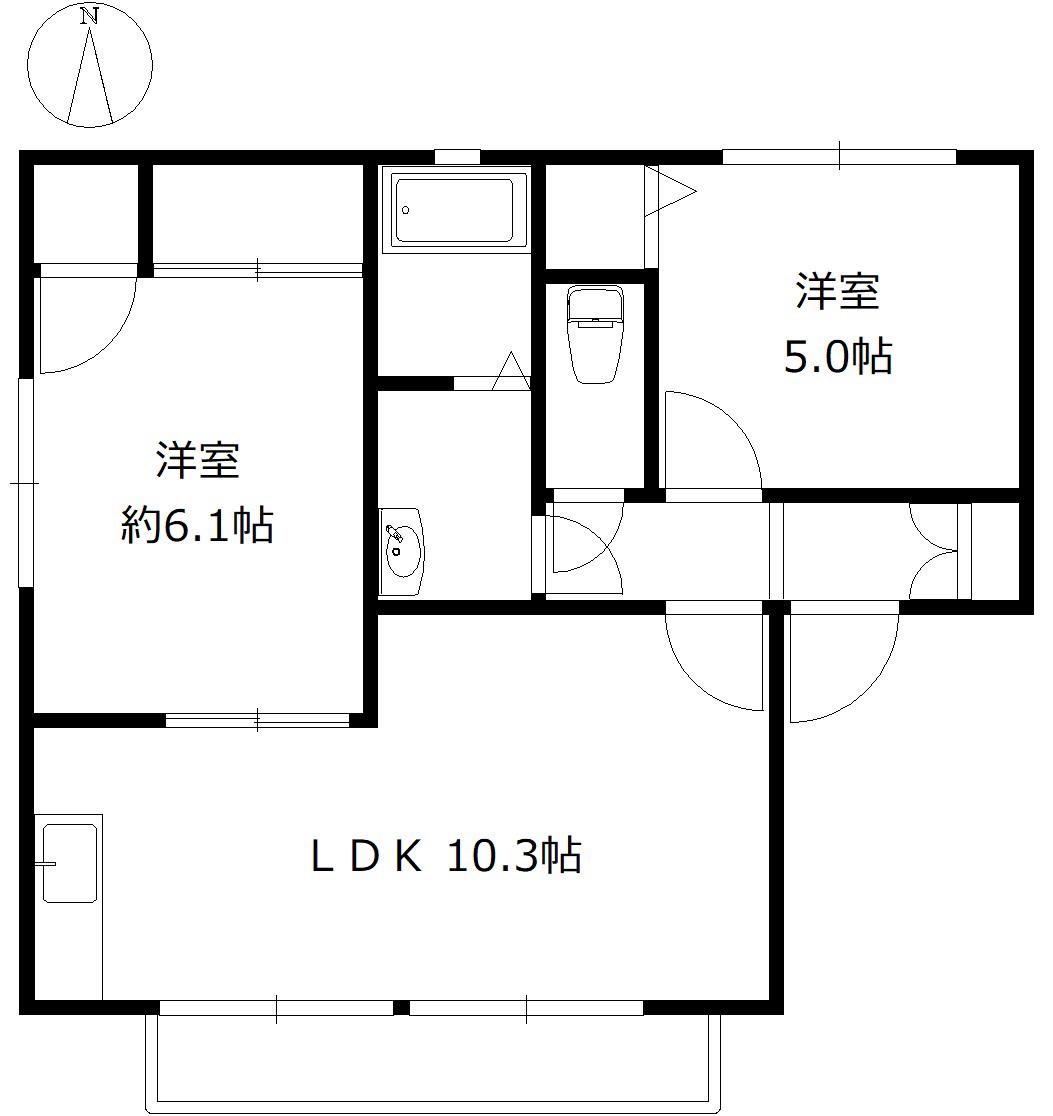 コンフォートディアス朝日町E(2LDK/1階)の間取り写真