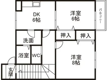スカイホームズ(2DK/2階)の間取り写真