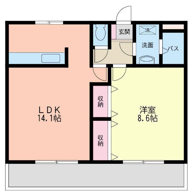 サンヒルズ(1LDK/2階)の間取り写真