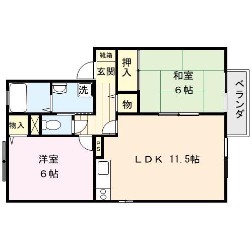 エスポワールK(2LDK/1階)の間取り写真