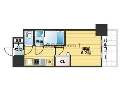 プレサンス大手前ピリオド(1K/4階)の間取り写真